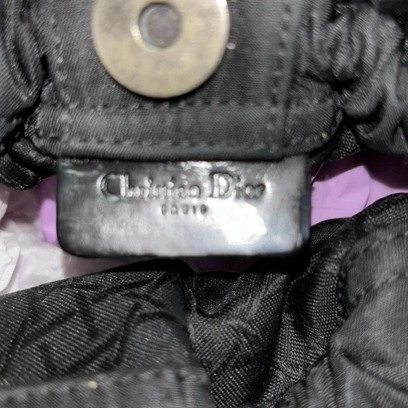 SOLD - Dior Maris Pearl Handle Vintage Nylon Bag,Black11x9,EUC,Callout on bottom - Picture 9 of 14